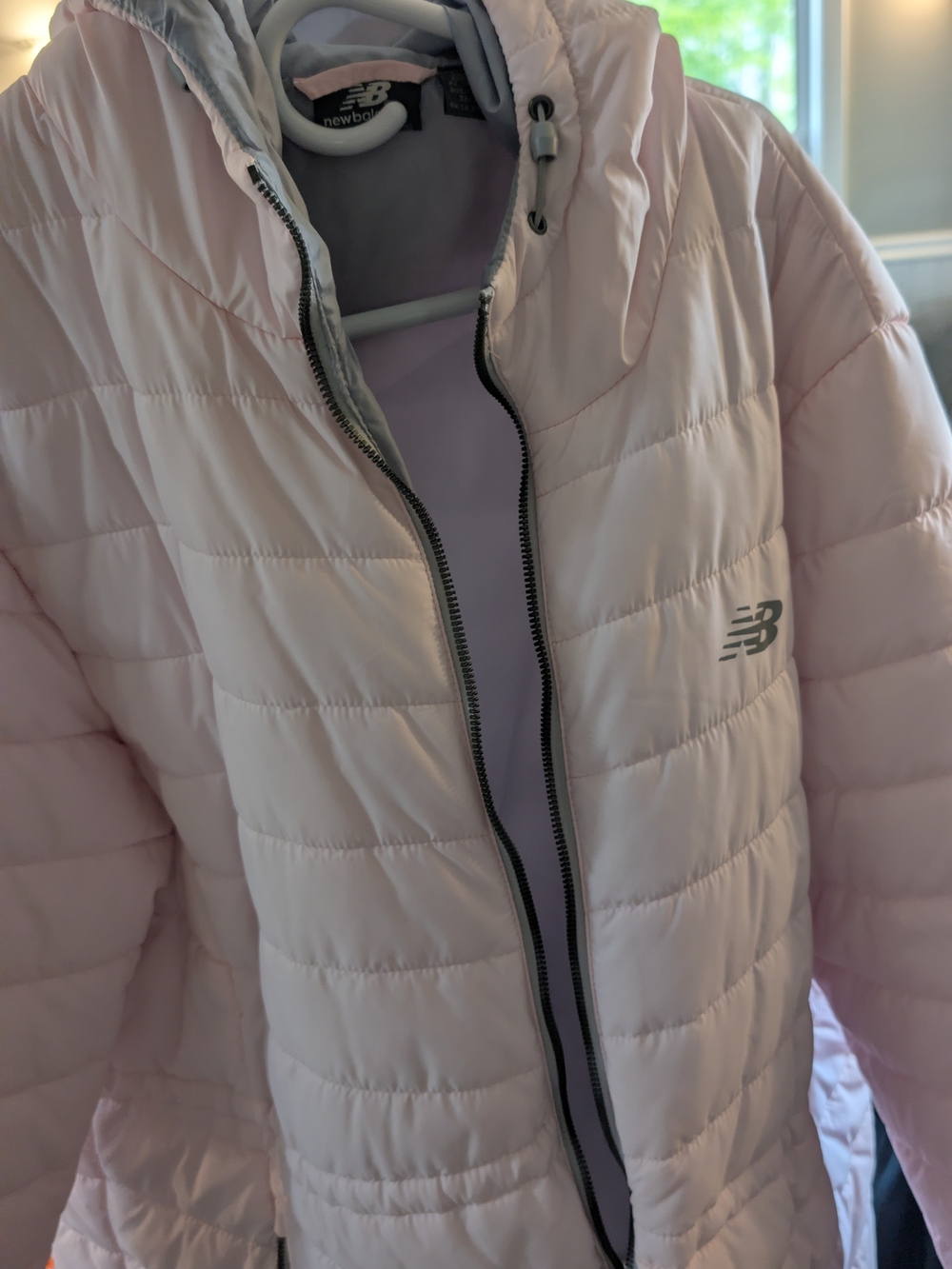 New Balance Light Pink Quilted Hooded Puffer Jacket
